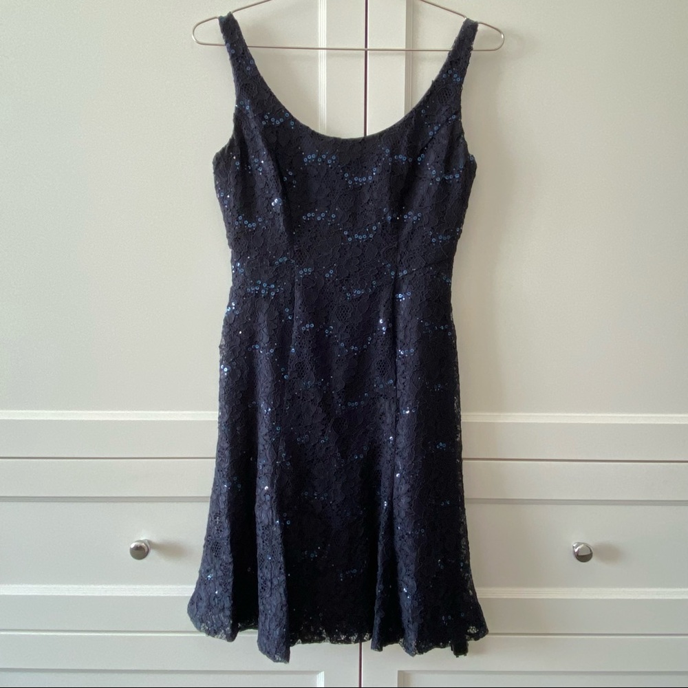 NWT Lauren Ralph Lauren Navy Lace and Sequin Dress